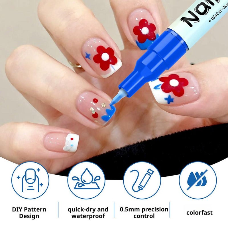 24 Colors Nail Art Pens Set with 3D Quick Dry 0.5mm Fine Tip, Waterproof Nail Art Pens for Painting Nails, Nails Art Markers Polish Pen,Artistic Decorations for Professional Manicure - Image 3